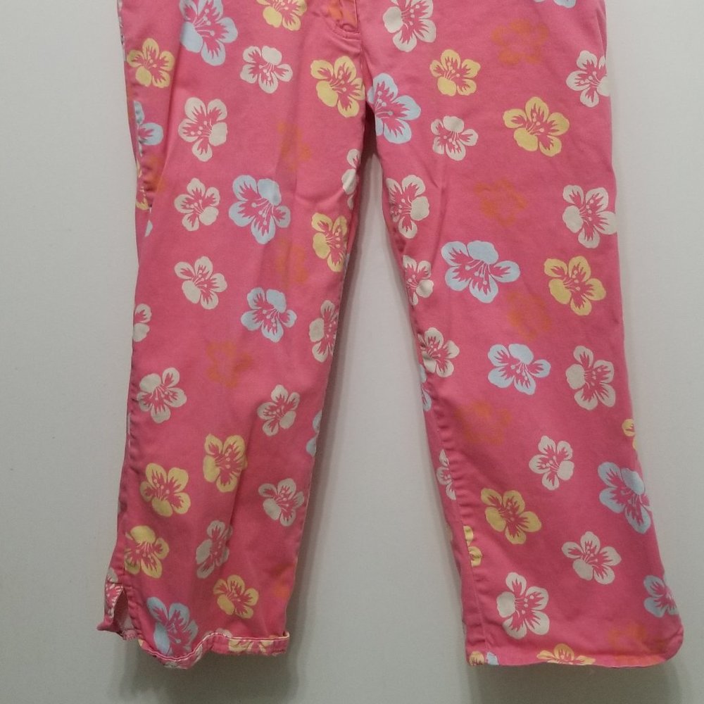 pink Duck Head capri pants w tropical flowers - Picture 2 of 4
